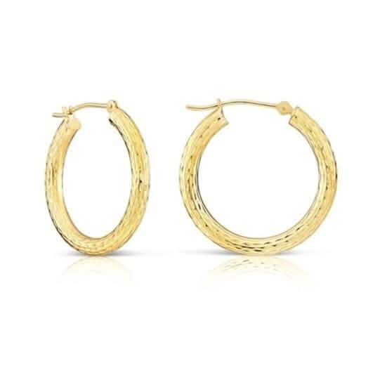 18K Gold Classic 30MM Diamond Cut Hoop Earrings by DailySale