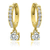 18K Gold Dangle Crystal Drop Huggie Earrings
