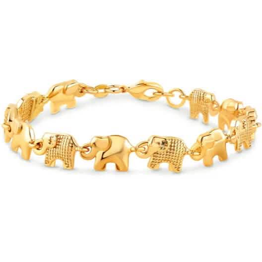 18K Gold Elephant Bracelet For Women 8" by DailySale
