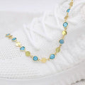 18k Gold Filled High Polish Finish Aquamarine Crystal Ankle Bracelet by DailySale