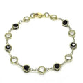 18K Gold Filled High Polish Finish Black and White Made With Crystal Round Ankle Bracelet by DailySale