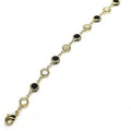 18K Gold Filled High Polish Finish Black and White Made With Crystal Round Ankle Bracelet by DailySale