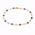 18k Gold Filled High Polish Finish Blue Crystal Ankle Bracelet by DailySale