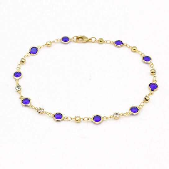 18k Gold Filled High Polish Finish Blue Crystal Ankle Bracelet by DailySale