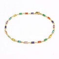 18k Gold Filled High Polish Finish Gold And Multi Color Dark Crystal Baguette Anklet by DailySale