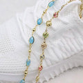 18k Gold Filled High Polish Finish Gold Multi Color Crystal Anklet by DailySale