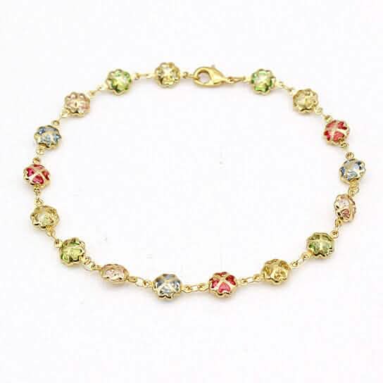 18k Gold Filled High Polish Finish Gold Multi Color Crystal Anklet by DailySale