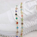 18k Gold Filled High Polish Finish Multi Color Flower Crystal Ankle Bracelet by DailySale