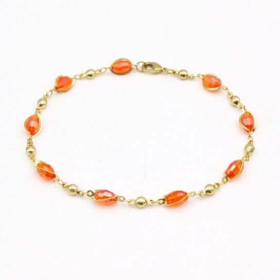 18K Gold Filled High Polish Finish Oval Crystal Ankle Bracelet by DailySale