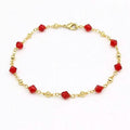 18k Gold Filled High Polish Finish Red Crystal Ankle Bracelet by DailySale