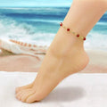 18k Gold Filled High Polish Finish Red Crystal Ankle Bracelet by DailySale