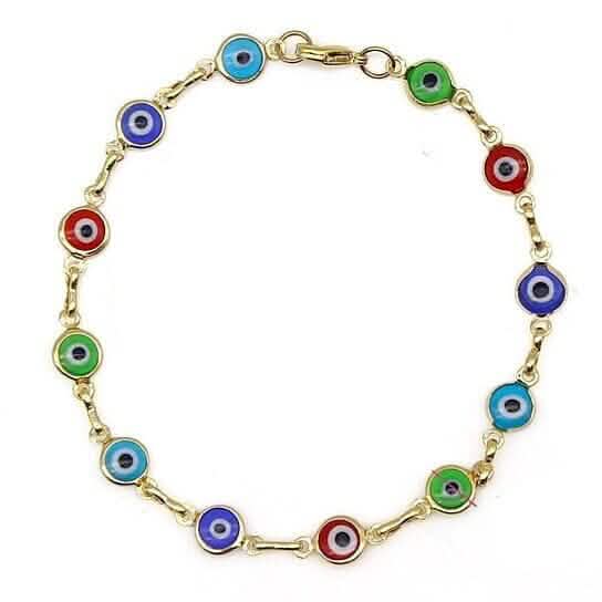 18k Gold Filled High Polish Finsh Evil Eye Bracelet by DailySale