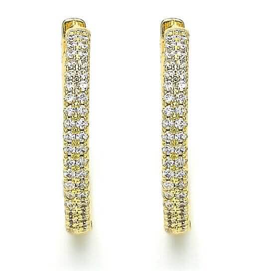18k Gold Filled High Polish Finsh Huggie Hoop with Crystal, Golden Tone by DailySale