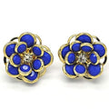 18k Gold Filled High Polish Finsh Sapphire Hibiscus Crystal Stud Earring by DailySale