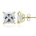 18k Gold Filled High Polish Finsh Stud Earring with Cubic Zirconia Square Golden Tone 8mm by DailySale