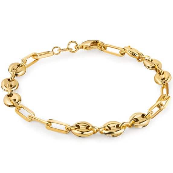 18K Gold Mariner and Paperclip Link Bracelet, 8 Inches by DailySale