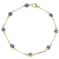 18k Gold Plated Bar Style Blue Evil Eye Crystal Anklet by DailySale