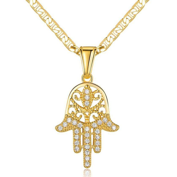 18K Gold Plated Crystal Hamsa Hand Pendant by DailySale
