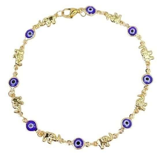 18k Gold Plated Elephant Blue Evil Eye Anklet by DailySale