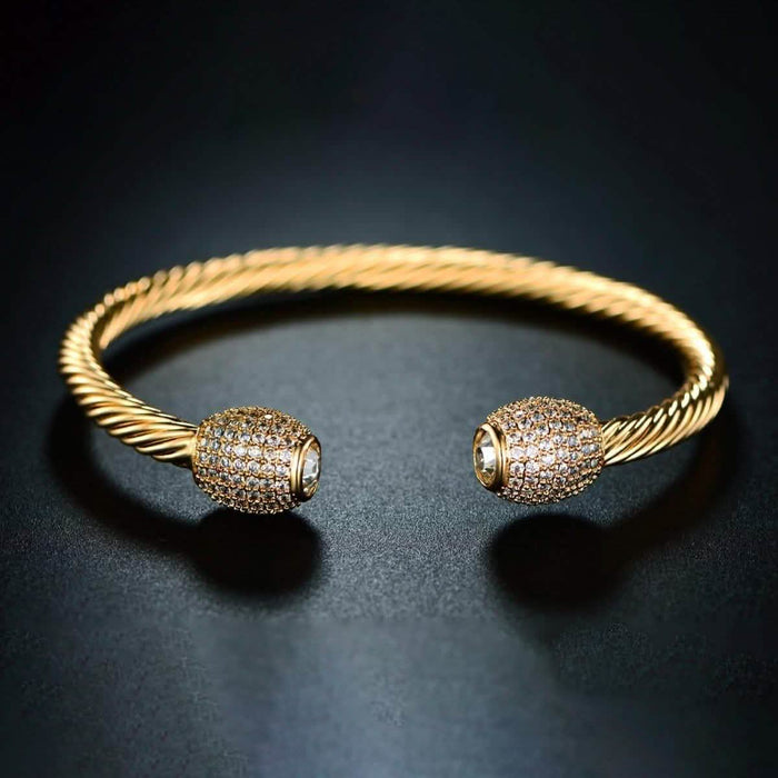 18K Gold Plated Open Cuff Crystal Bangle by Barzel by DailySale