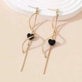 18K Gold Spiral Lines Heart Design Dangle Earrings by DailySale
