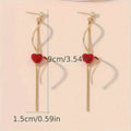 18K Gold Spiral Lines Heart Design Dangle Earrings by DailySale