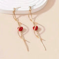 18K Gold Spiral Lines Heart Design Dangle Earrings by DailySale