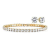 18K Gold Round Cut Tennis Bracelet and Studs Set