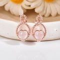 18k Gold Vermeil Rose Quartz Heart Push Post Earrings by Fine Color Jewels