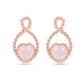 18k Gold Vermeil Rose Quartz Heart Push Post Earrings by Fine Color Jewels
