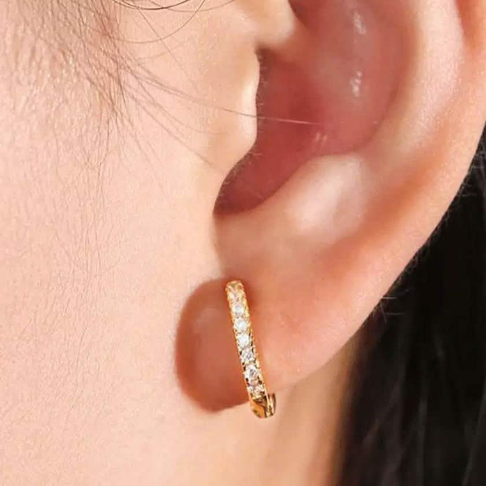 18k Huggie Earrings Made with Swarovski Crystal by DailySale