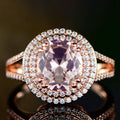 18K Rose Gold Oval-Cut Morganite Engagement Ring - Assorted Sizes by DailySale