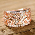 18K Rose Gold Plated Flower Filigree Ring made with Swarovski Elements by DailySale