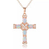 18K Rose Gold Plating & Fire Cross Pendant - Religious Jewelry