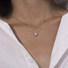 18K White Gold Dainty Round Cut Solitaire Necklace