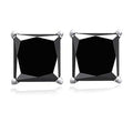 18k White Gold High Polish Finish Black Square Stud Set Unisex Earrings by DailySale