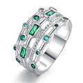 18K White Gold Plated 5 Layer Green Emerald Ring by DailySale