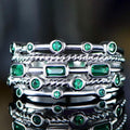 18K White Gold Plated 5 Layer Green Emerald Ring by DailySale