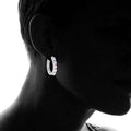 18K White Gold Plated Created Round Opal Hoop Earrings by DailySale