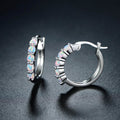 18K White Gold Plated Created Round Opal Hoop Earrings by DailySale