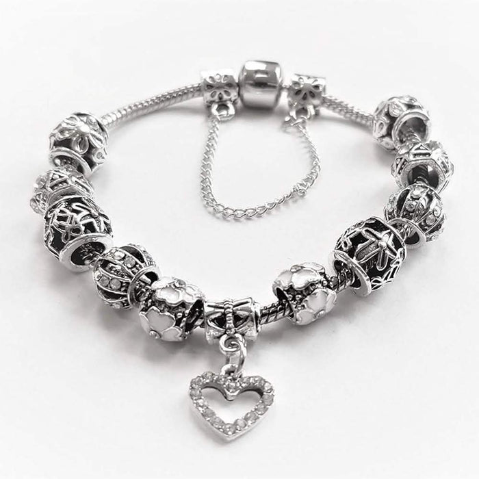 18K White Gold Plated Crystal Heart Charm Bracelet by DailySale