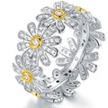 18K White Gold Plated Floral Sunflower Ring Made with Swarovski Crystals by DailySale