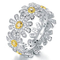 18K White Gold Plated Floral Sunflower Ring with Swarovski Crystals by DailySale