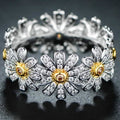 18K White Gold Plated Floral Sunflower Ring with Swarovski Crystals by DailySale