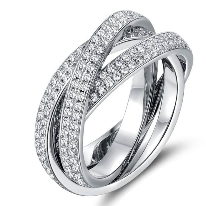 18K White Gold Plated Rolling Eternity Ring Made with Swarovski Elements by DailySale