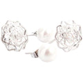 18K White Gold Plated Shell Pearl and Swarovski Elements Earrings by DailySale