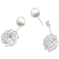 18K White Gold Plated Shell Pearl and Swarovski Elements Earrings by DailySale