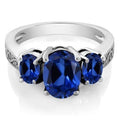 18K White Gold Plated Tri Stone Oval Cut RIng by DailySale