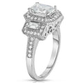 18k White Gold Tri Stone Emerald Cut Cubic Zirconia Ring by DailySale