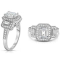 18k White Gold Tri Stone Emerald Cut Cubic Zirconia Ring by DailySale